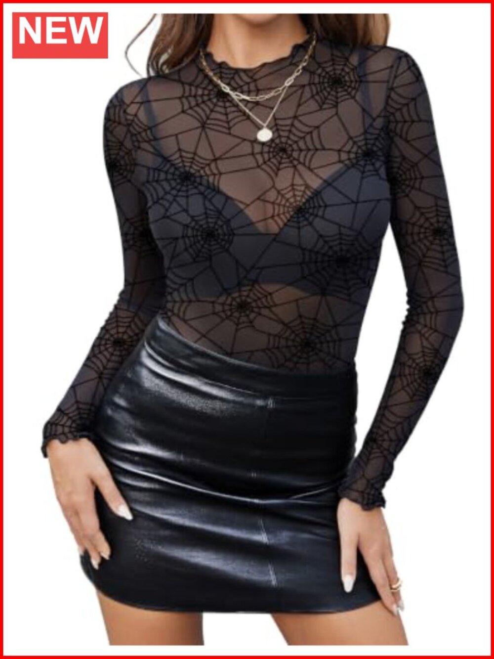 Womens Mesh Long Sleeve Mock Neck See Through Blouse Slim Fit